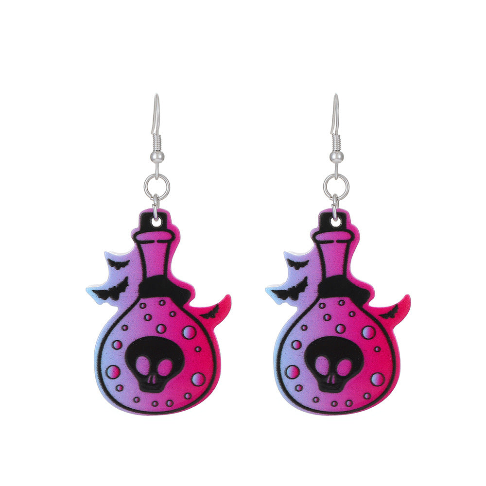 Wholesale Halloween Love Skeleton Cartoon Alloy Earrings